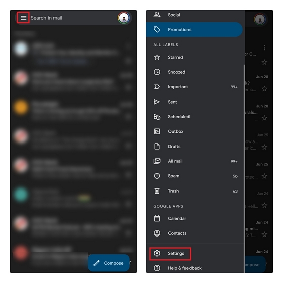 ఫోన్లో gmail సెట్టింగ్లను తెరవండి